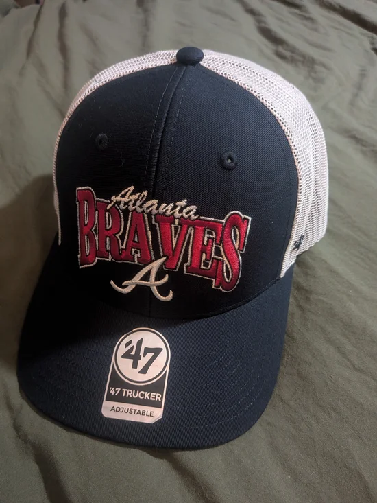 '47 Brand MLB Atlanta Braves Keystone Snapback Trucker Mesh Mens Hat Cap NEW - Picture 1 of 8